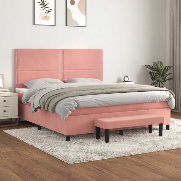 Cadre de lit avec matelas Rose 160x200 cm Velours