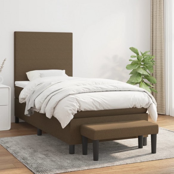 Cadre de lit avec matelas Marron foncé 100x200 cm