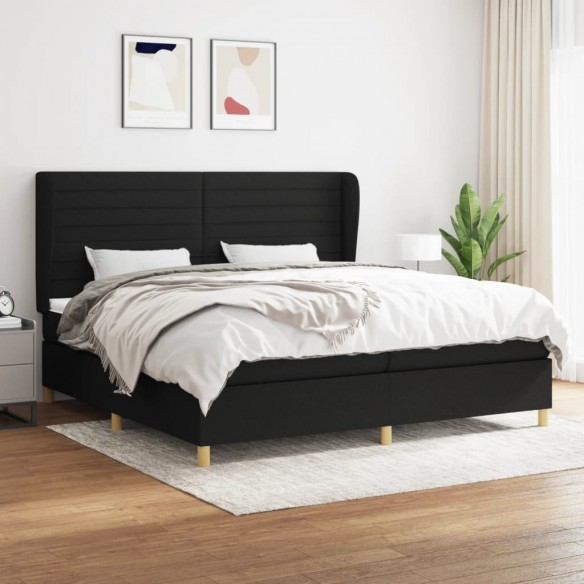 Cadre de lit avec matelas Noir 200x200 cm Tissu