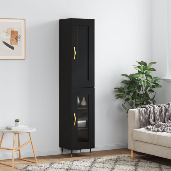 Buffet haut Noir 34,5x34x180 cm Bois d'ingénierie