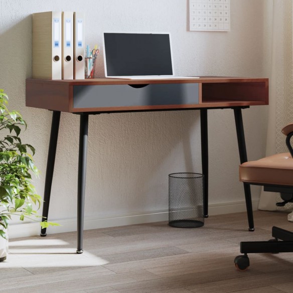 Bureau d'ordinateur avec tiroir marron 110x50x75 cm