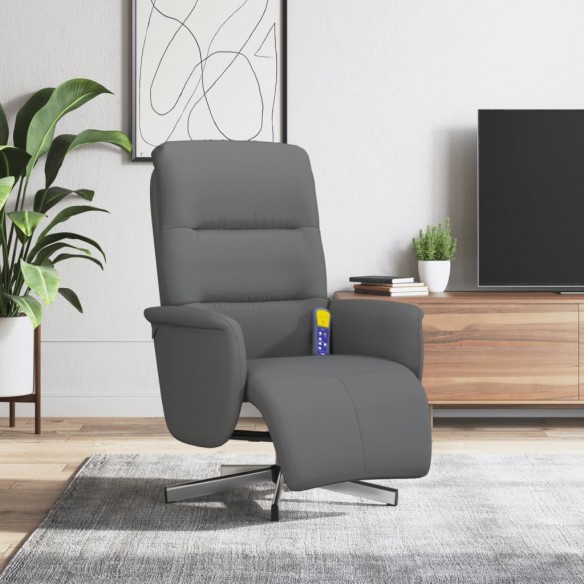 Fauteuil inclinable de massage et repose-pieds gris foncé tissu