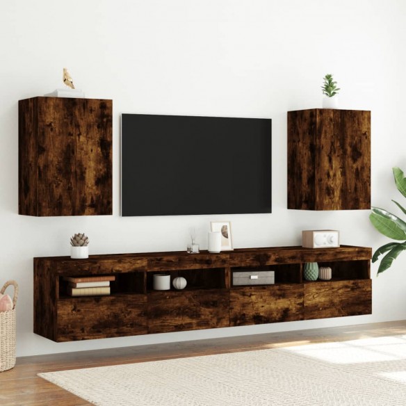 Meubles TV muraux 2 pcs chêne fumé 40,5x30x60cm bois ingénierie