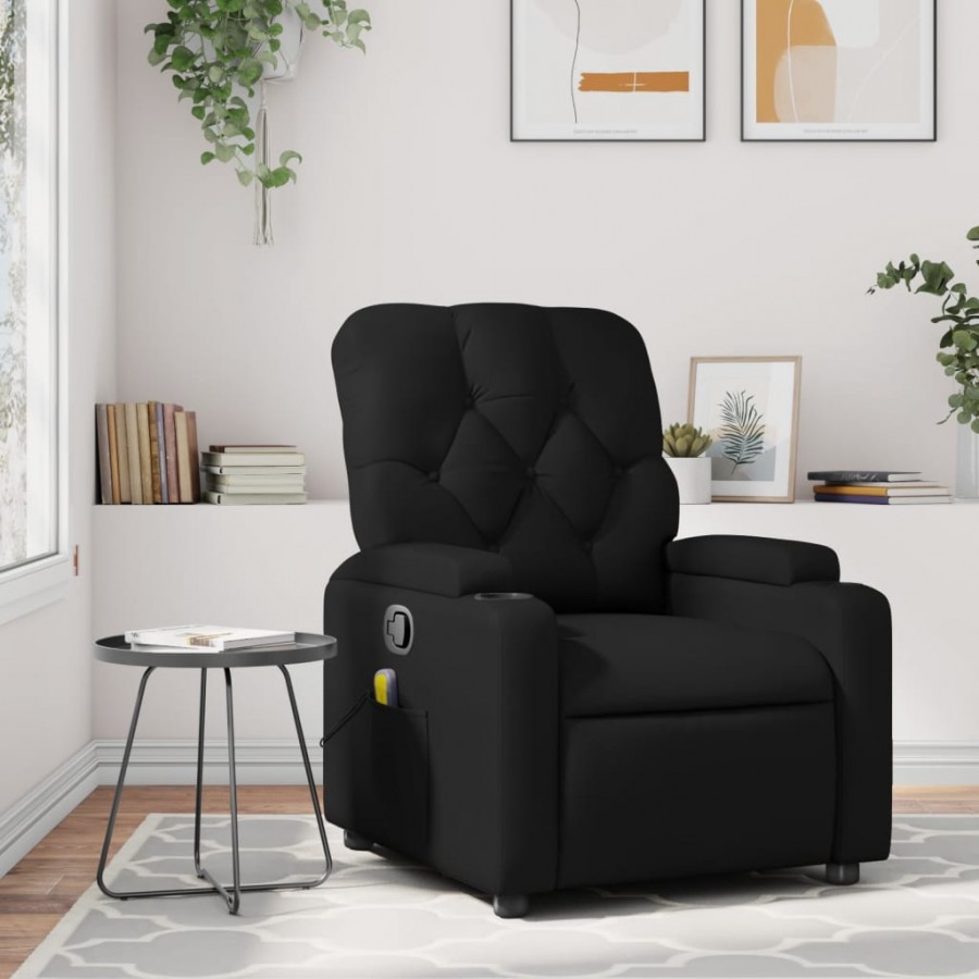 Fauteuil de massage inclinable Noir Similicuir