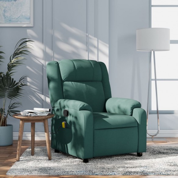 Fauteuil de massage inclinable Vert foncé Tissu