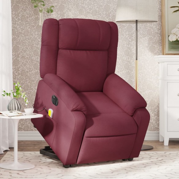 Fauteuil inclinable de massage électrique Rouge bordeaux Tissu