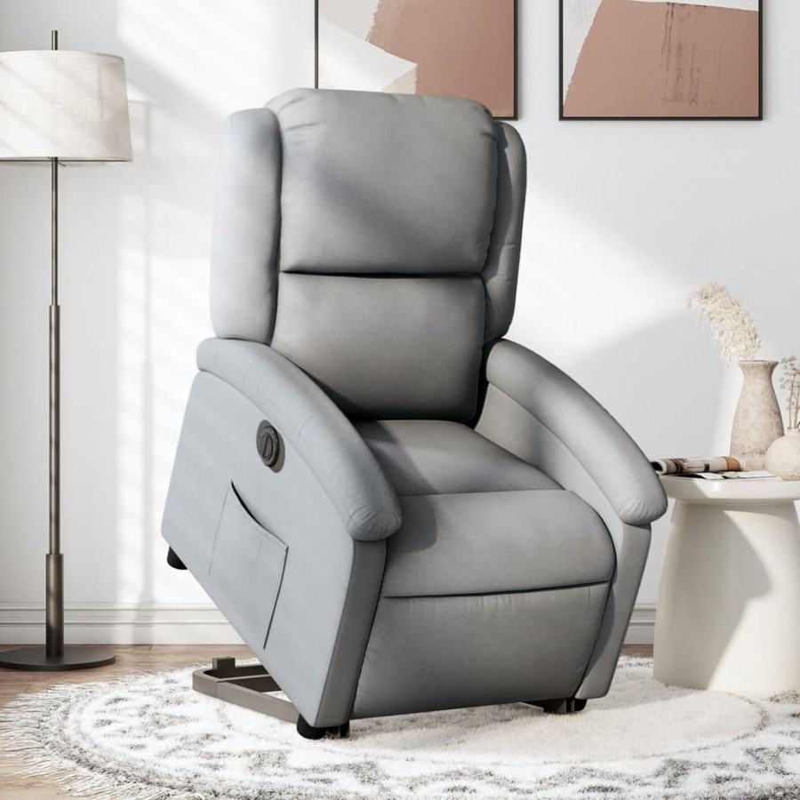 Fauteuil inclinable électrique gris clair tissu