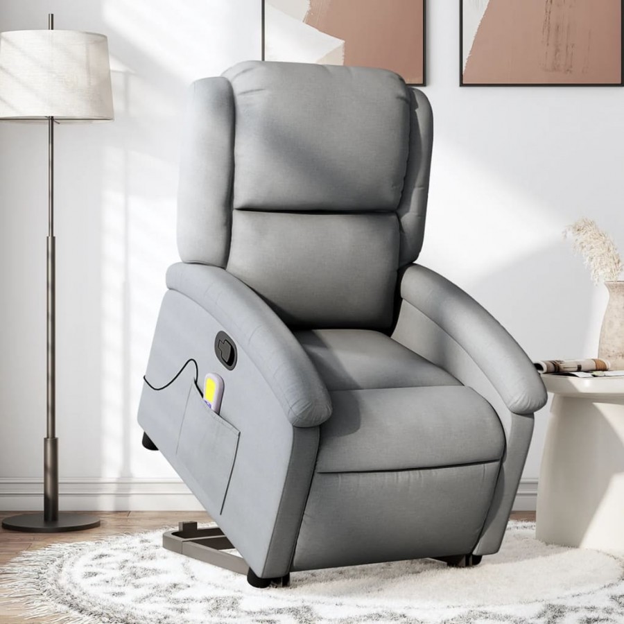 Fauteuil de massage inclinable Gris clair Tissu