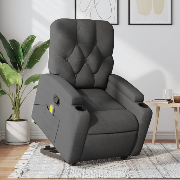 Fauteuil de massage inclinable Gris foncé Tissu