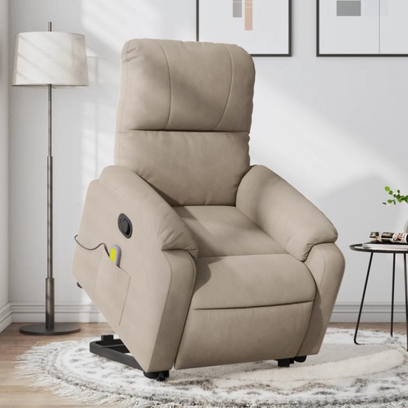 Fauteuil inclinable de massage taupe tissu microfibre