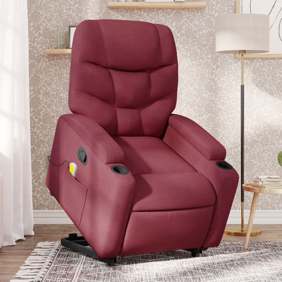 Fauteuil inclinable de massage Rouge bordeaux Tissu