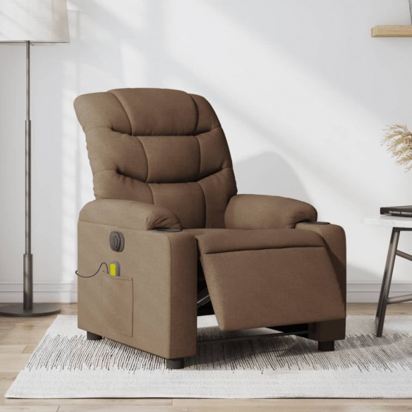 Fauteuil inclinable de massage électrique marron tissu