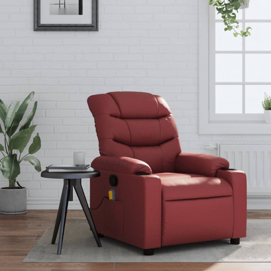 Fauteuil de massage inclinable Rouge bordeaux Similicuir