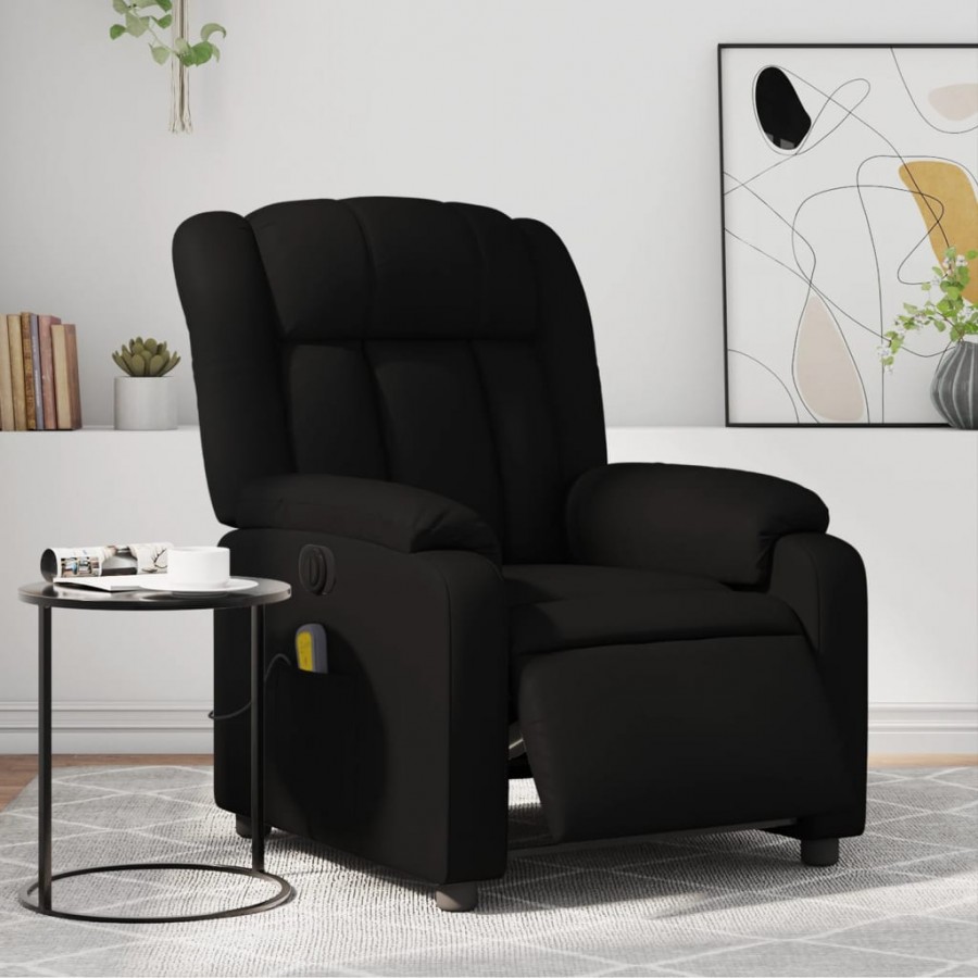 Fauteuil de massage inclinable électrique noir similicuir