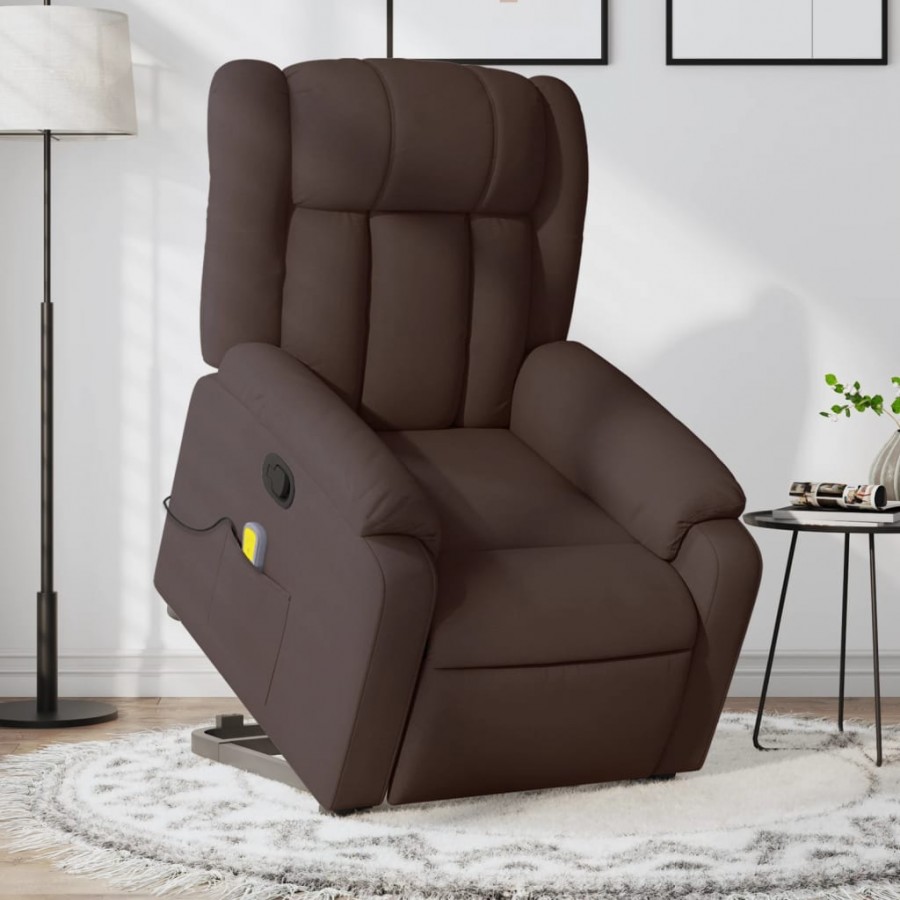 Fauteuil inclinable de massage Marron foncé Tissu