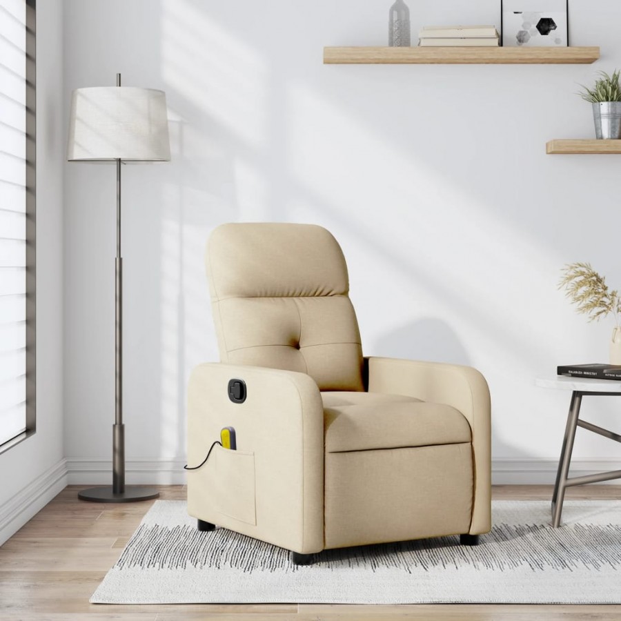 Fauteuil de massage inclinable Crème Tissu