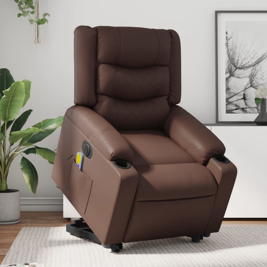 Fauteuil inclinable de massage électrique marron similicuir