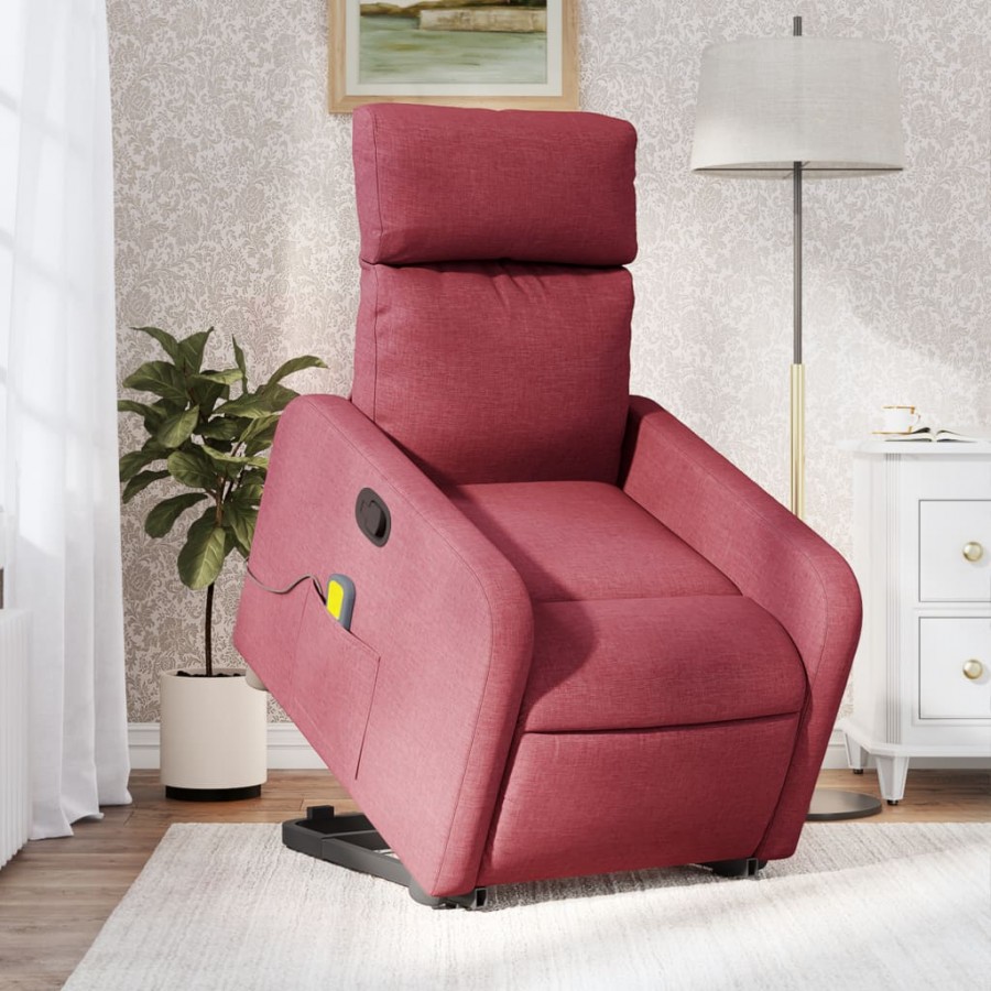 Fauteuil inclinable de massage Rouge bordeaux Tissu