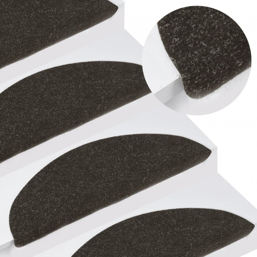 Tapis d'escalier autocollants 15 pcs 56x17x3 cm Noir