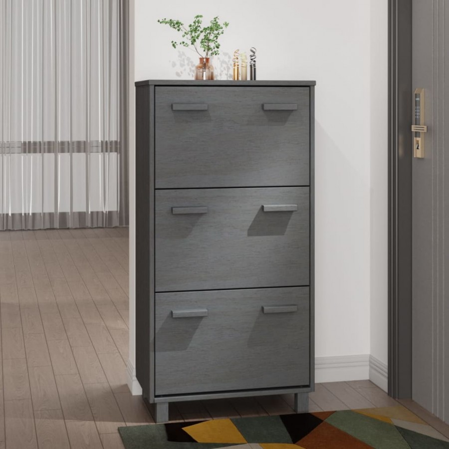 Armoire à chaussures HAMAR Gris foncé 59,5x35x117 cm Pin massif