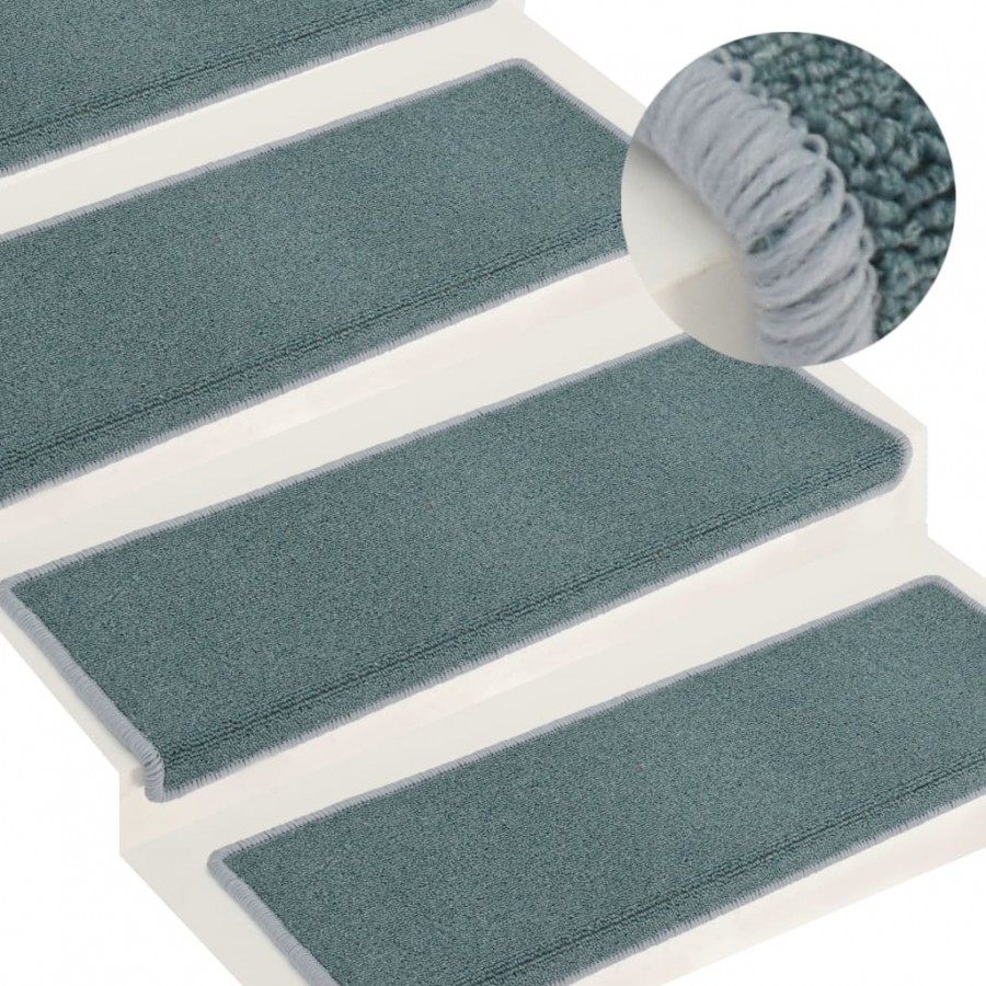 Tapis d'escalier 15 pcs 65x21x4 cm Bleu