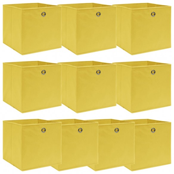 Boîtes de rangement 10 pcs Jaune 32x32x32 cm Tissu