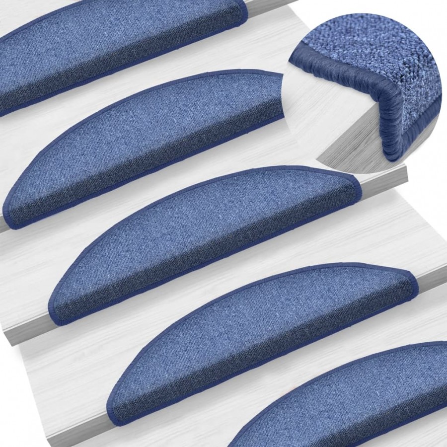 Tapis d'escalier 15 pcs Bleu 56 x 17 x 3 cm