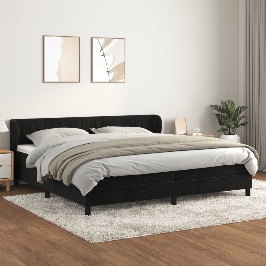 Cadre de lit et matelas Noir 200x200 cm Velours