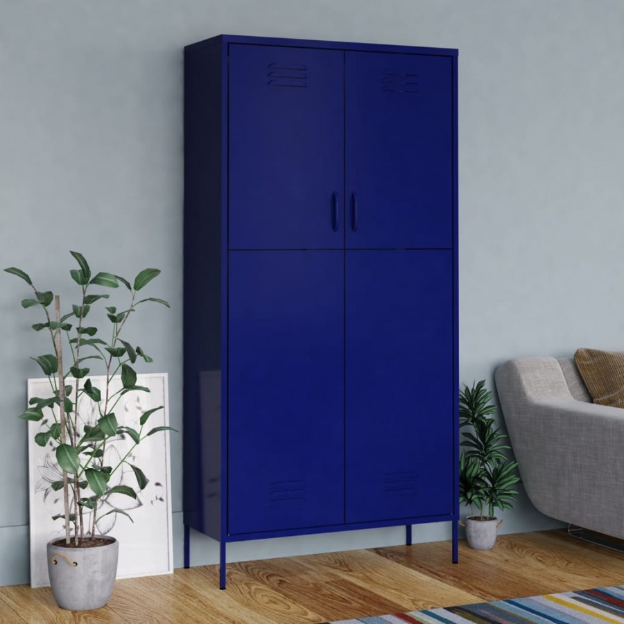 Garde-robe Bleu marine 90x50x180 cm Acier