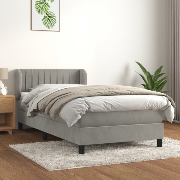 Cadre de lit et matelas Gris clair 80x200 cm Velours