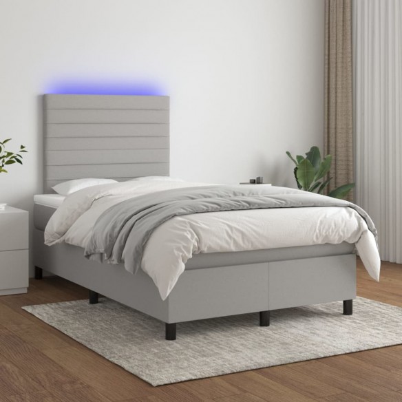 Cadre de lit et matelas et LED Gris clair 120x200 cm