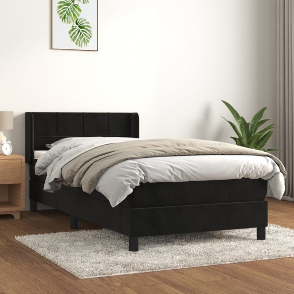 Cadre de lit et matelas Noir 80x200 cm Velours