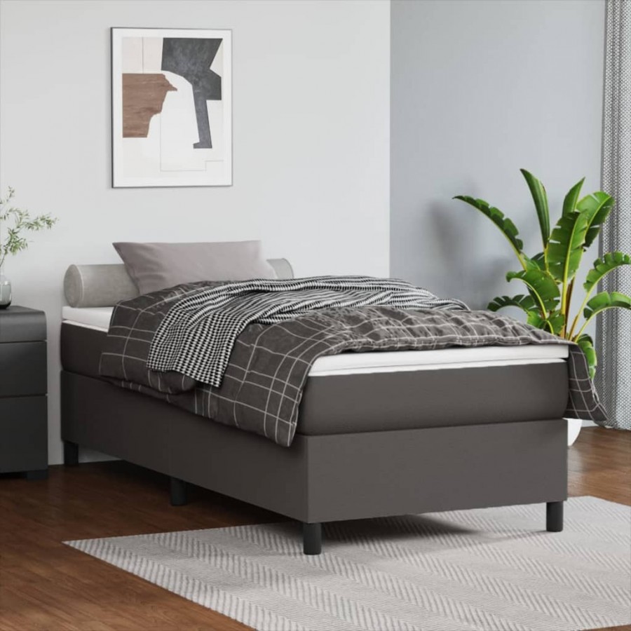 Cadre de lit avec matelas Gris 80x200 cm Similicuir