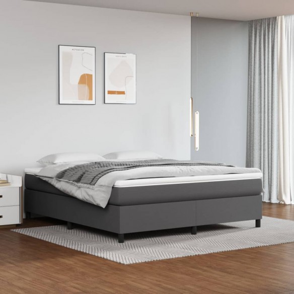 Cadre de lit avec matelas Gris 160x200 cm Similicuir