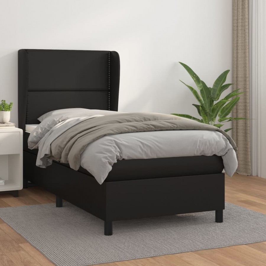 Cadre de lit avec matelas Noir 90x190 cm Similicuir