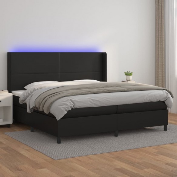 Cadre de lit matelas LED Noir 200x200cm Similicuir