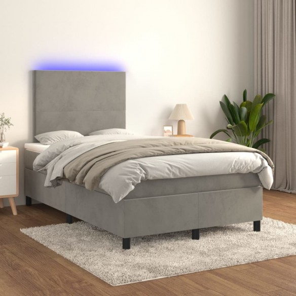 Cadre de lit avec matelas LED Gris clair 120x200 cm