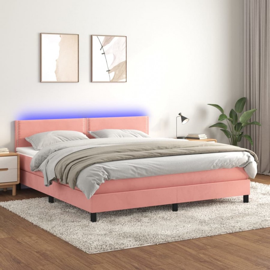 Cadre de lit avec matelas LED Rose 160x200 cm