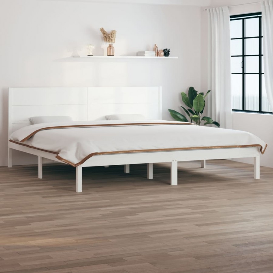 Cadre de lit Blanc Bois massif 180x200 cm Super King