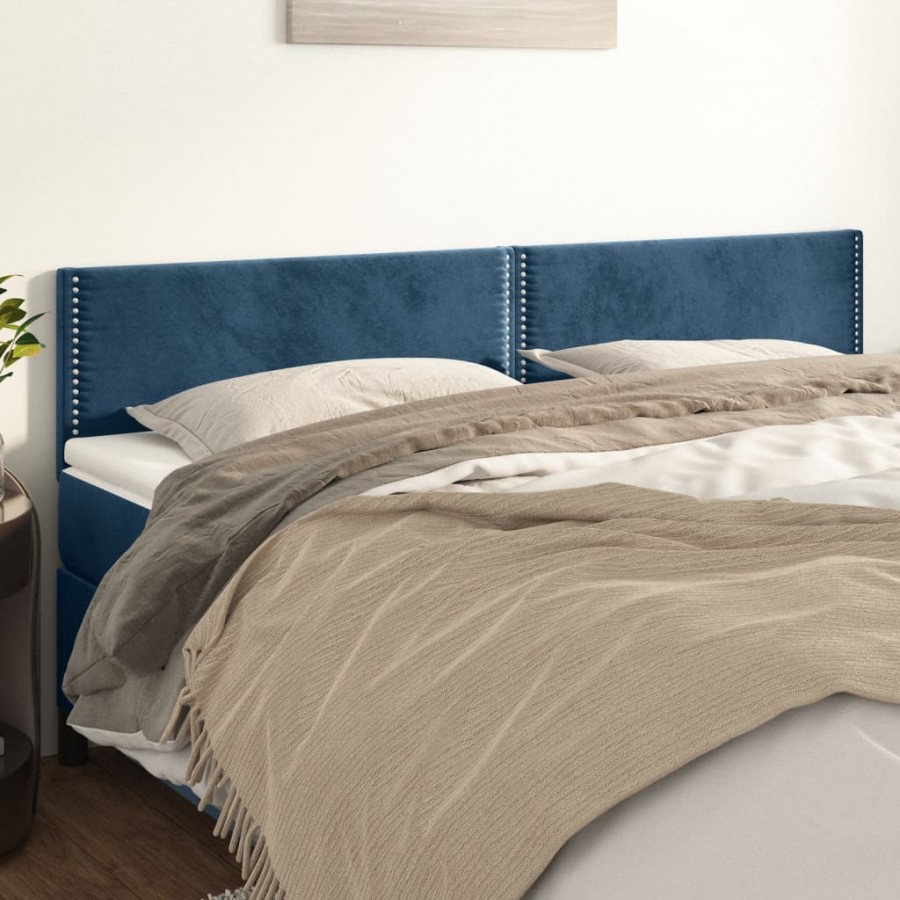 Têtes de lit 2 pcs Bleu foncé 80x5x78/88 cm Velours