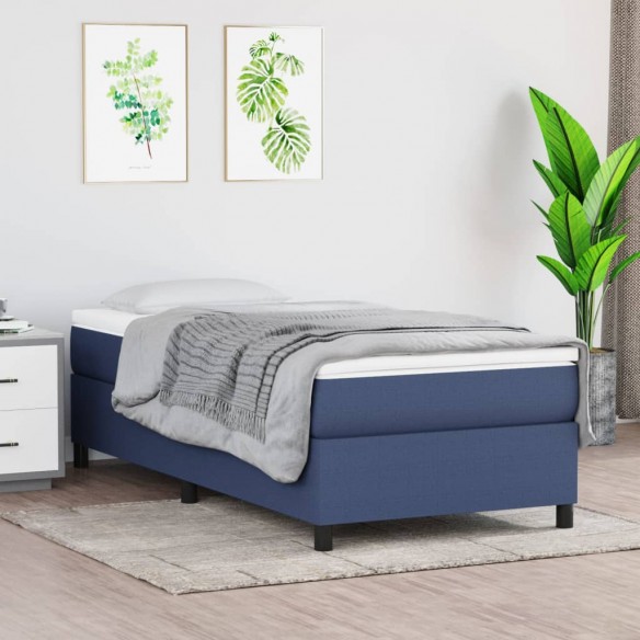 Cadre de lit avec matelas Bleu 90x190 cm Tissu