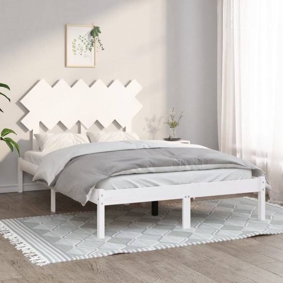 Cadre de lit Blanc 135x190 cm Double Bois massif