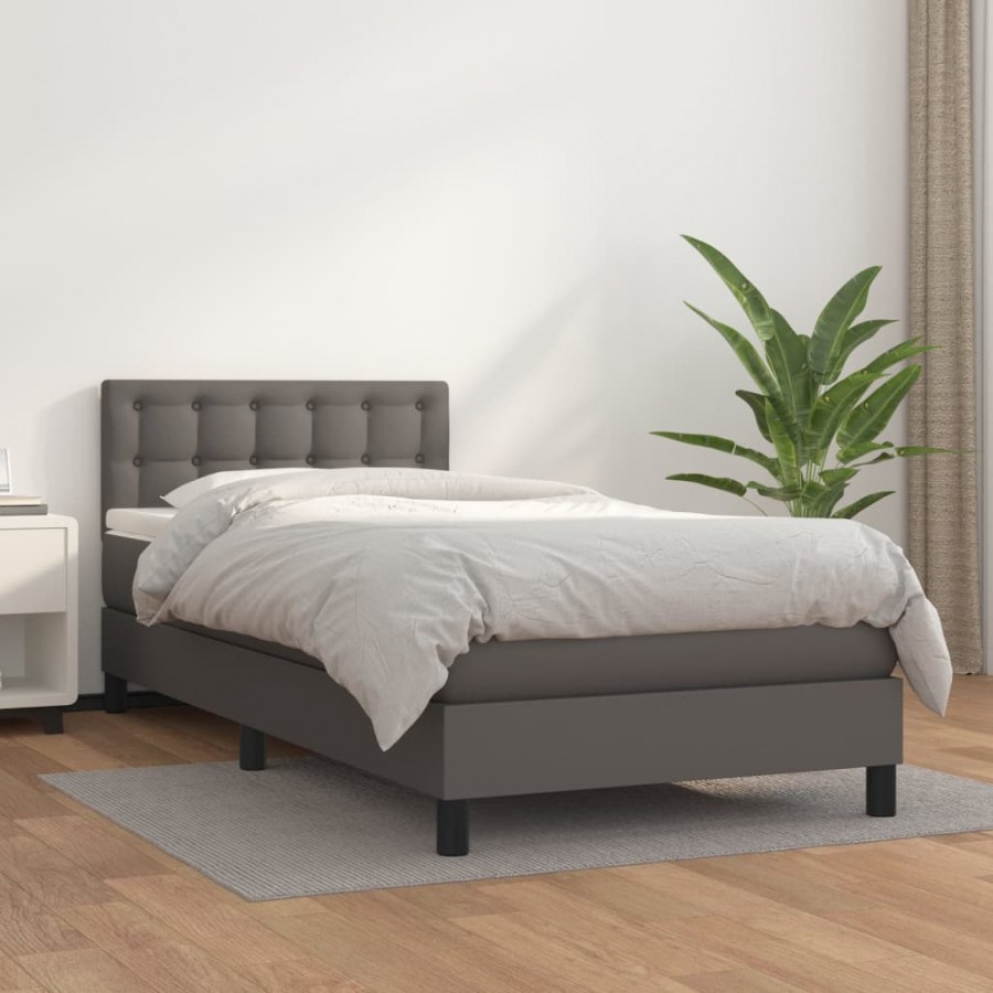 Cadre de lit avec matelas Gris 80x200 cm Similicuir