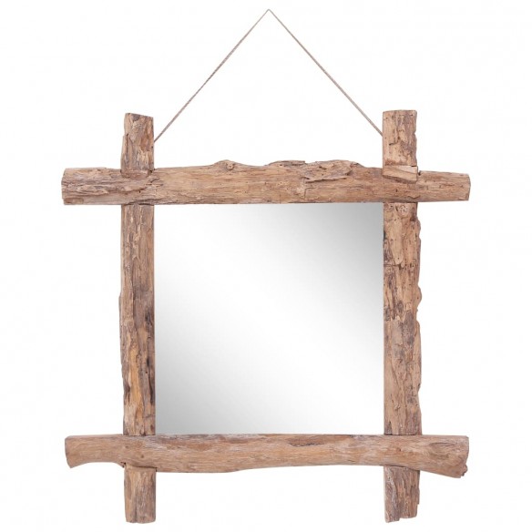 Miroir à bûches Naturel 70x70 cm Bois de récupération massif