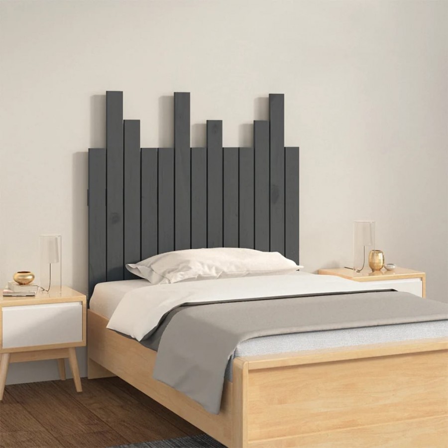 Tête de lit murale Gris 82,5x3x80 cm Bois massif de pin