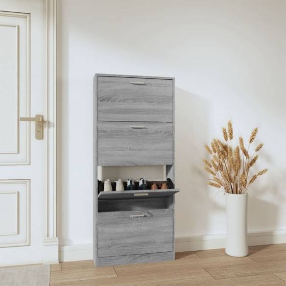 Armoire à chaussures Sonoma gris 59x17x150 cm Bois d'ingénierie