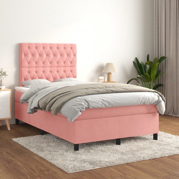 Cadre de lit avec matelas Rose 120x200 cm Velours