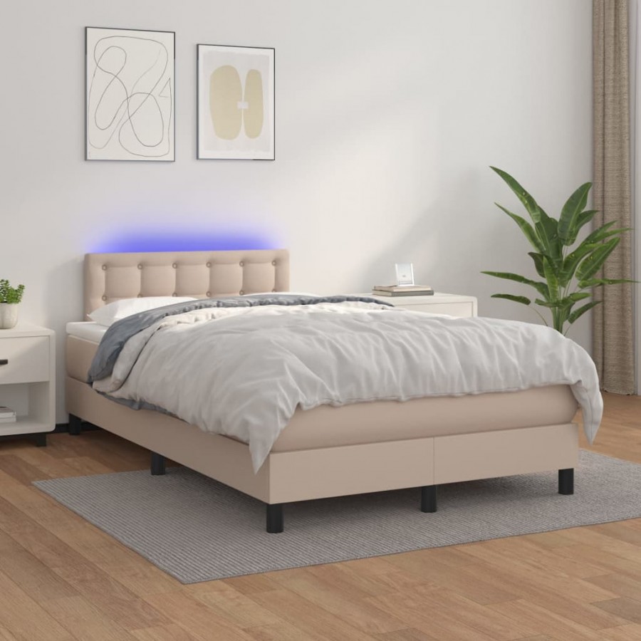 Cadre de lit avec matelas LED Cappuccino 120x200 cm