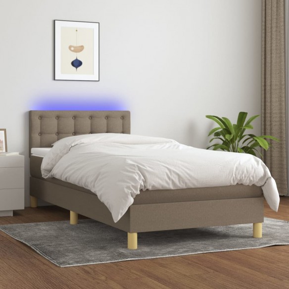 Cadre de lit avec matelas LED Taupe 80x200 cm Tissu