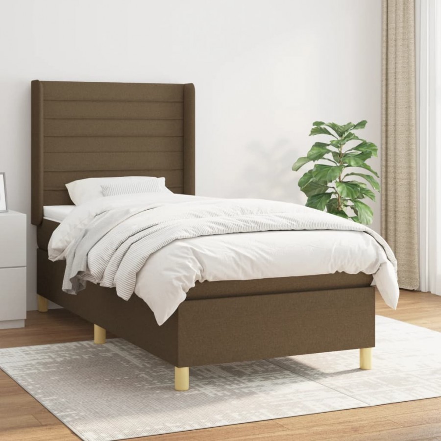 Cadre de lit avec matelas Marron foncé 100x200 cm